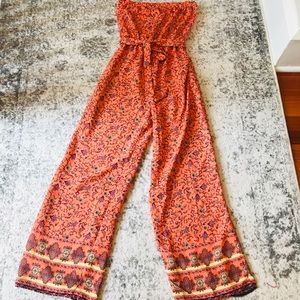 Strapless Coral jumpsuit